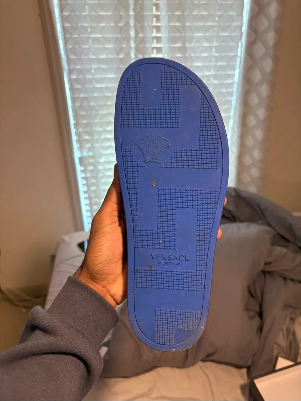 Versace Royal Blue Medusa Rubber Slide - Men's Casual Sandal
